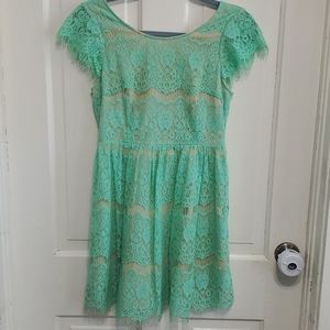 mint green lace dress